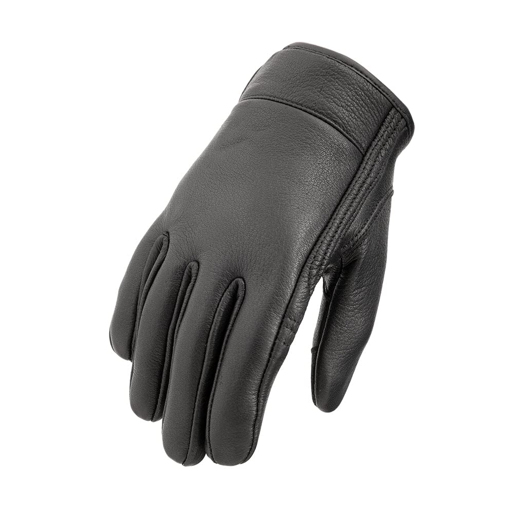 First Mfg Co - Rumble - Mens Motorcycle Biker Riding Black Leather Gloves - 3X Large - Touch Screen Support