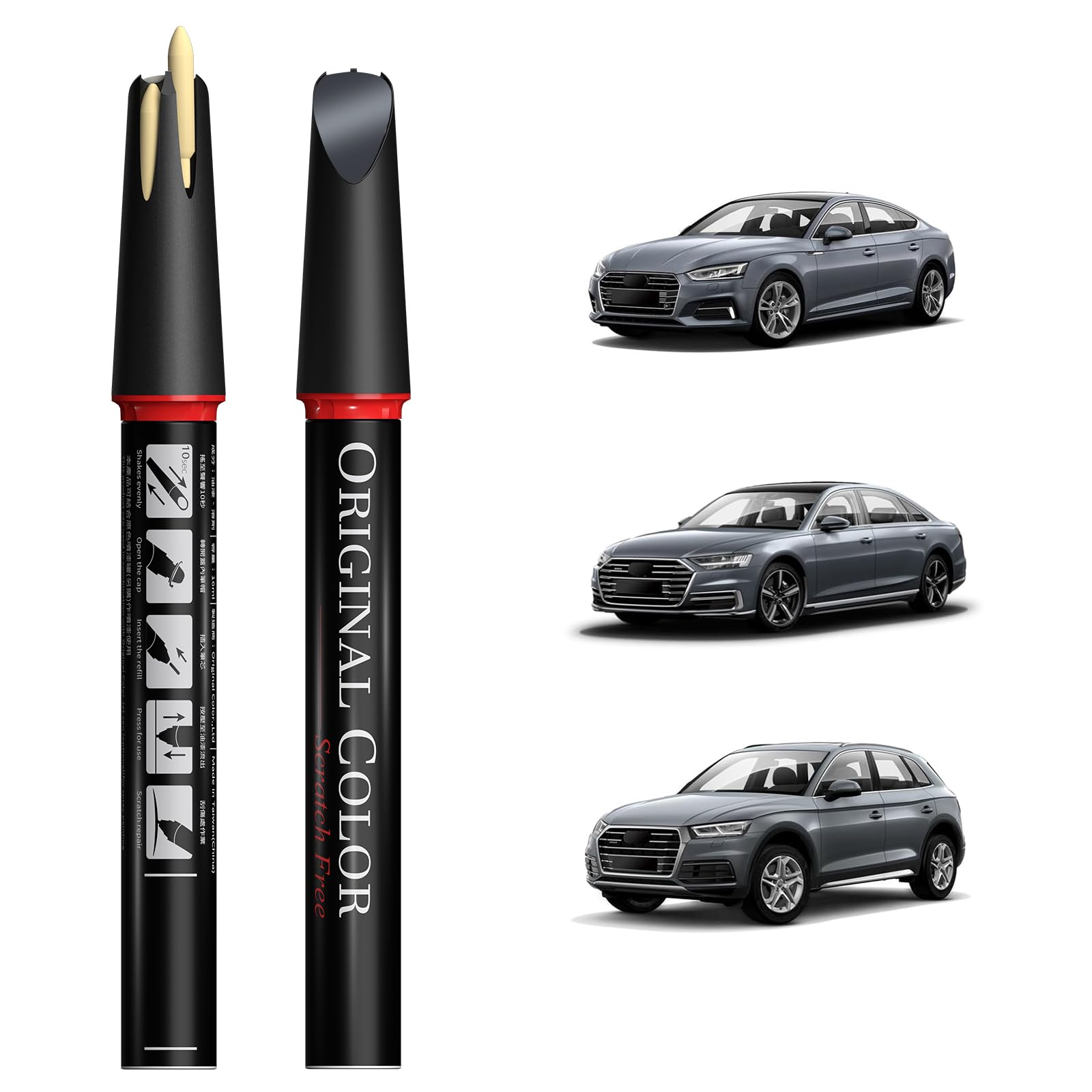 Carhoo LX7R/0C Monsoon Gray Metallic Suitable for Audi Exact Match Touch Up Paint Pen Car Scratch Repair - Genuine Custom Color(