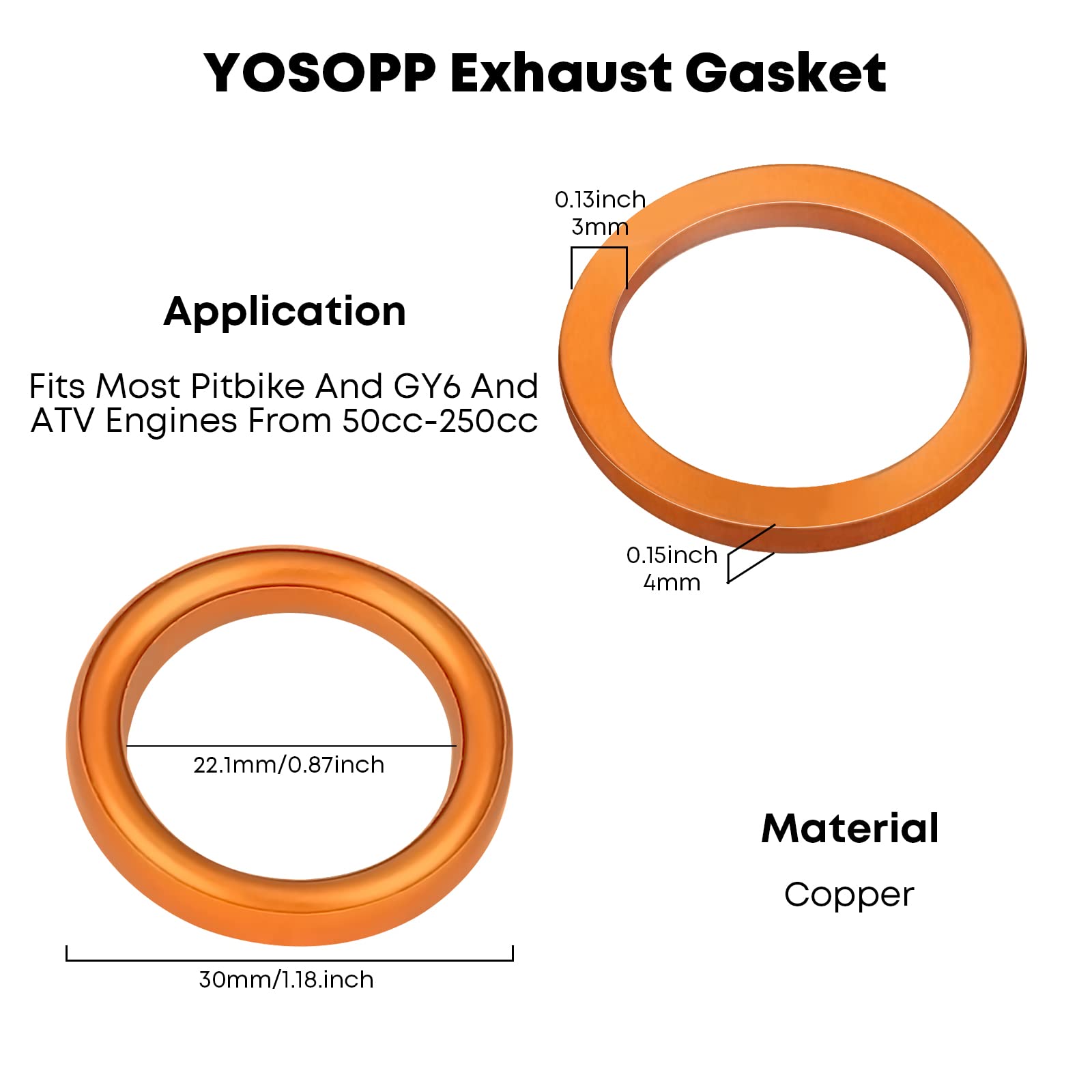 Yosopp Gy6 Exhaust Bolt Nuts Gasket For 50Cc 70Cc 90Cc 110Cc 125Cc 150Cc Scooters Atvs Gmb139 Engine Moped Quad 4 Wheeler Dune Buggy Go Karts Taotao Sunl Coolster Jonway Roketa Sandrail (Black)