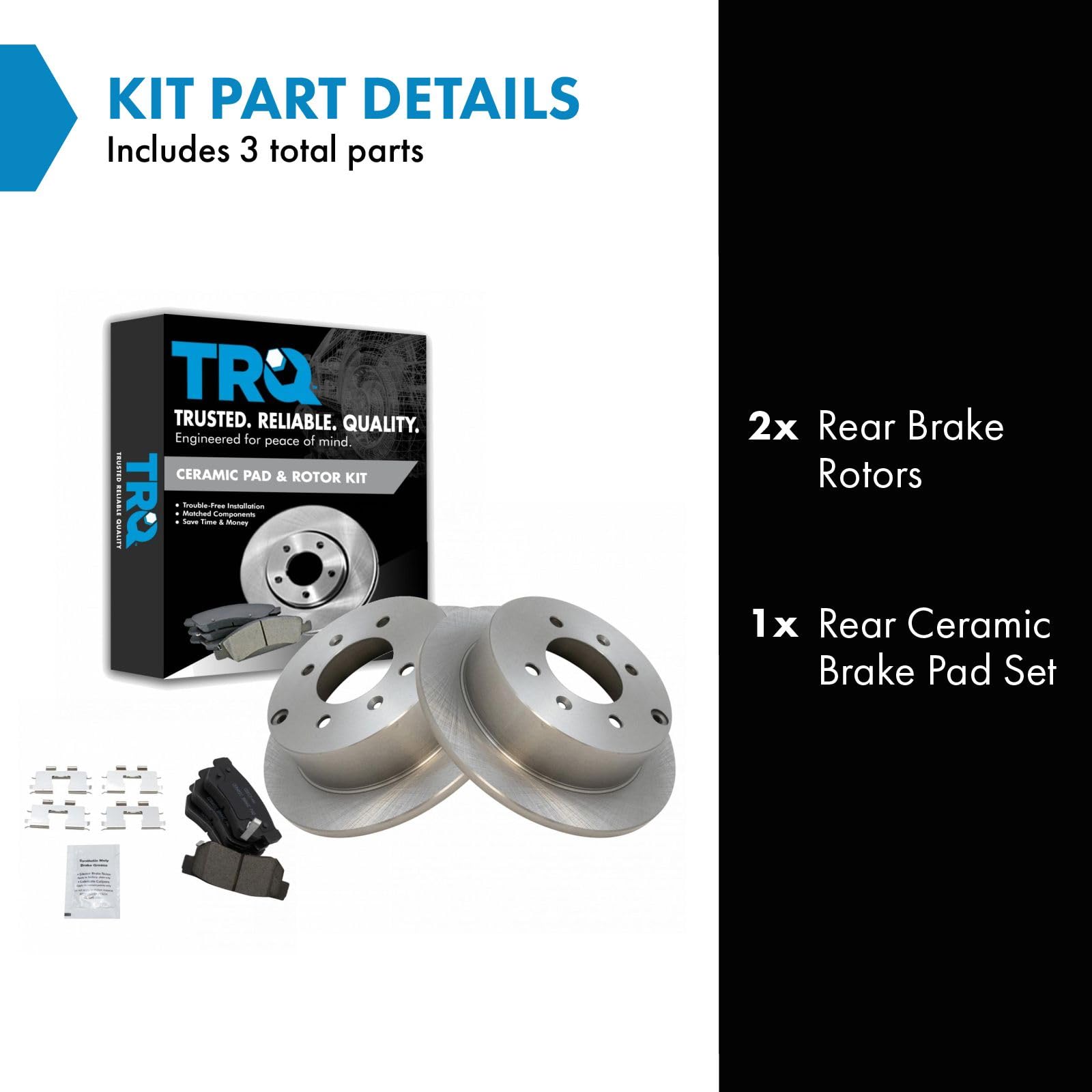 Trq Rear Brake Pad & Rotor Kit Brake Pads Brake Rotor Ceramic Compatible With 1999-2005 Hyundai Sonata 2001-2006 Kia Optima