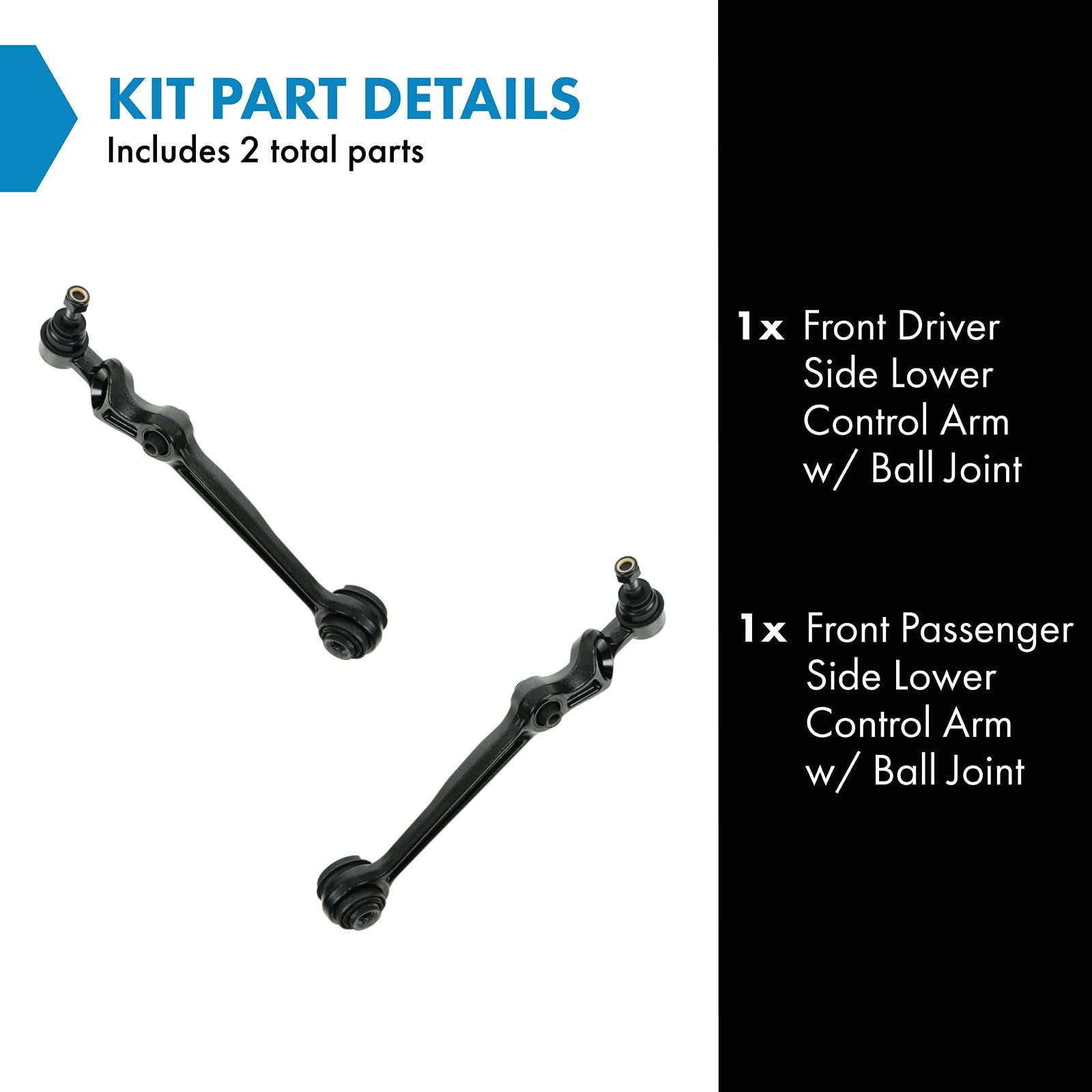 Trq Front Lower Control Arm With Ball Joint Set Compatible With 1993-1998 Lincoln Mark Viii