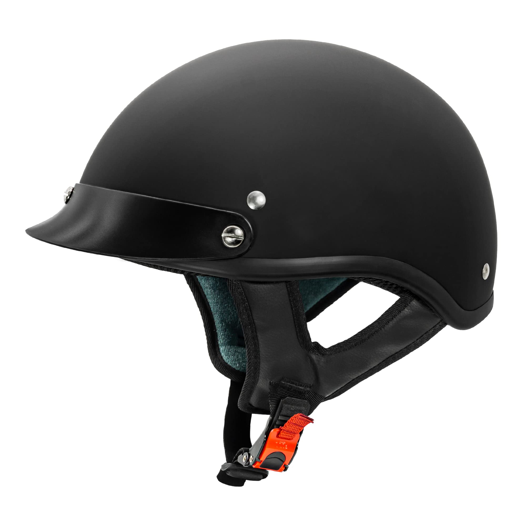 Vcan Cruiser Solid Flat Black Half Face Motorcycle Helmet (X-Large)