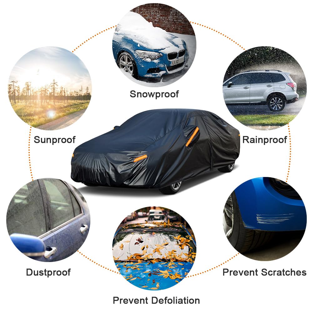 Kayme 7 Layers Car Cover Custom Fit For Kia Forte (2017-2024) Waterproof All Weather For Automobiles, Outdoor Full Cover Rain Su