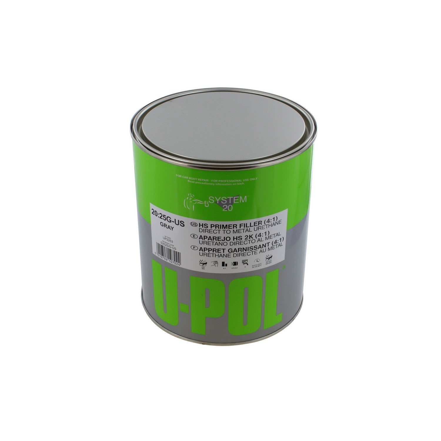 U-POL High Solids Urethane Primer Kit, 1 Gallon, Clear, 2 Piece Set, Model 2253-KIT-STD, 4.2 VOC, for Temperature