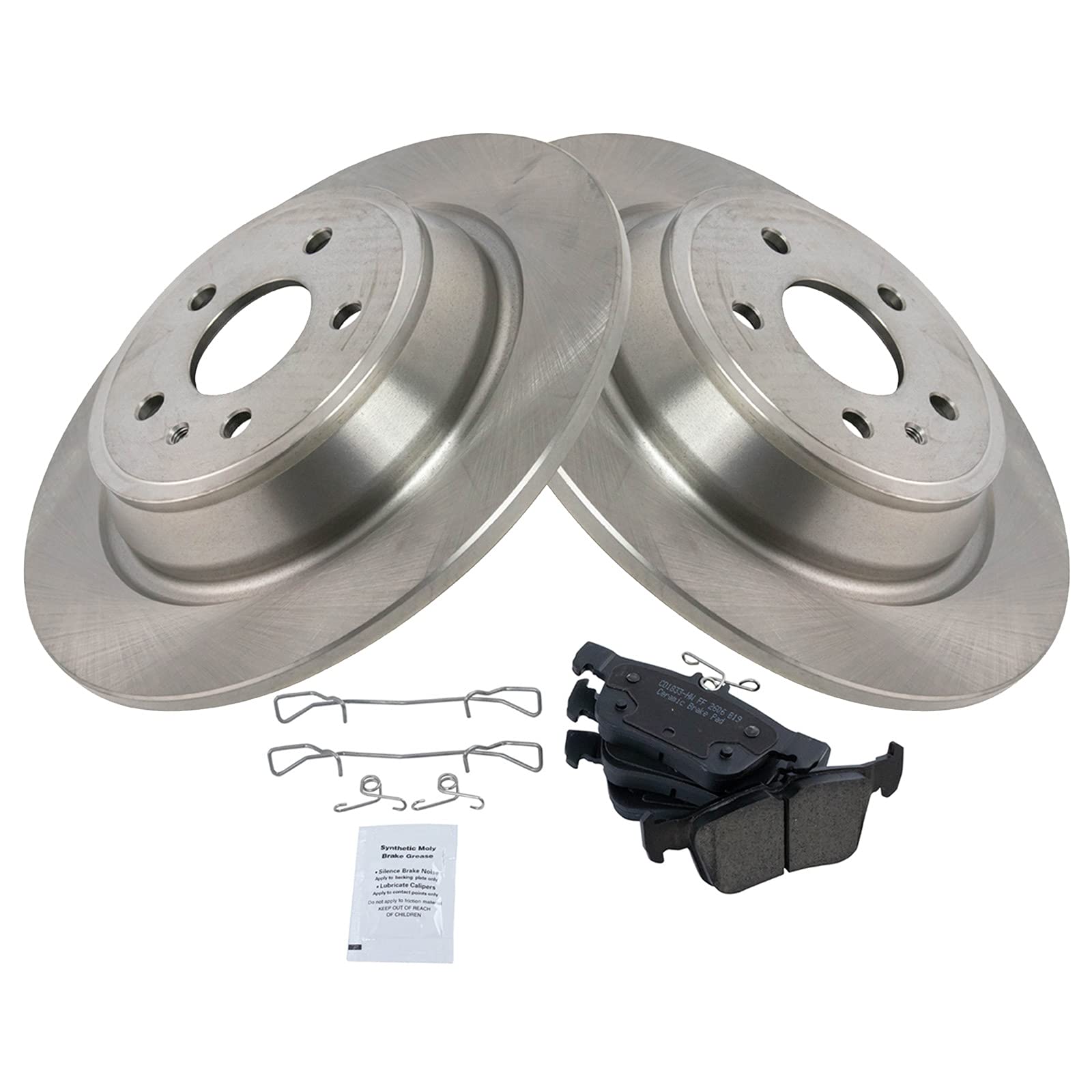 Trq Rear Brake Pad & Rotor Kit Brake Pads Brake Rotor Ceramic Compatible With 2017-2019 Ford Escape 2013-2018 Fusion 2015-2018 L