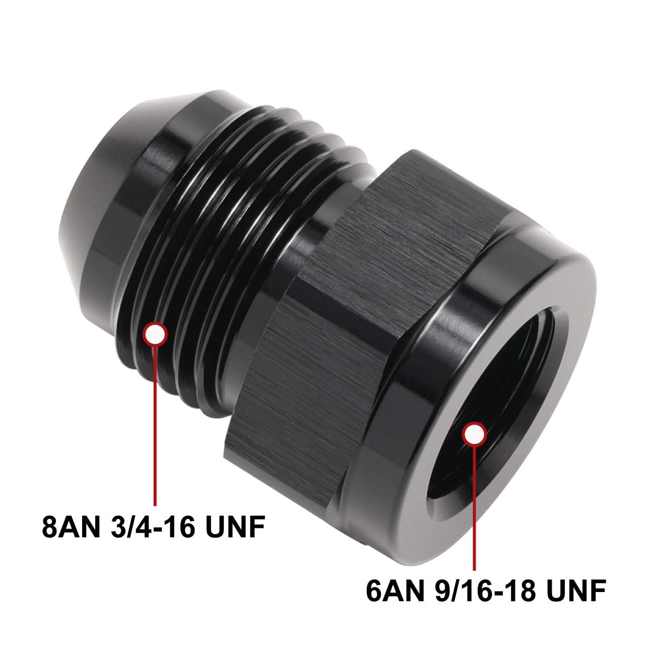 Podavelle 6An Female To 8An Male Flare Expander Fitting Adapter Aluminum Black