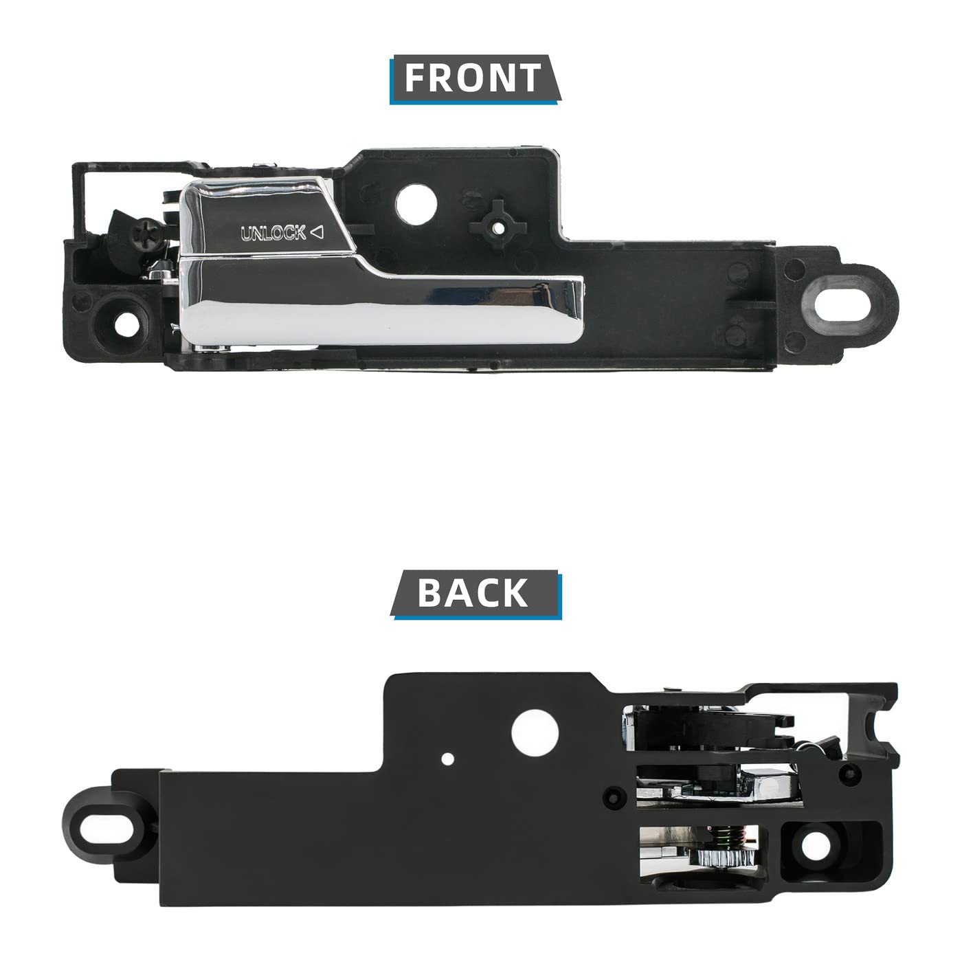 Deal Auto Electric Parts New 2Pcs Front Passenger+Driver Black Base Chrome Lever Interior Door Handle Replacement Kit Compatible With 06-12 Fusion 06-11 Milan 06 Zephyr 07-12 Mkz