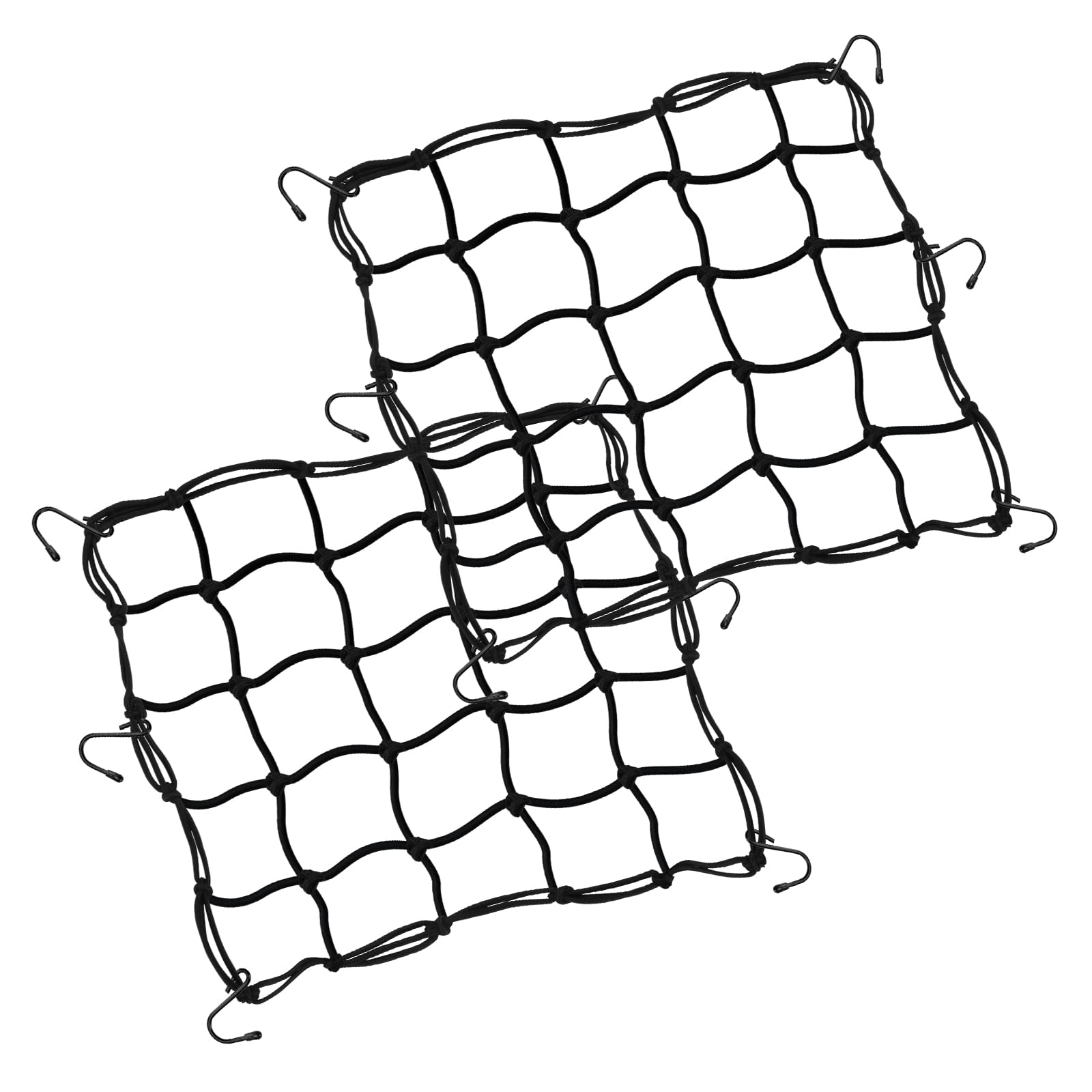 JAGASOL Cargo Nets for Motorcycle Helmet 16''X16'' Elastic Bungee Net Storage Featuring 6 Hooks Tight 2''x2'' Mesh Luggage Strap
