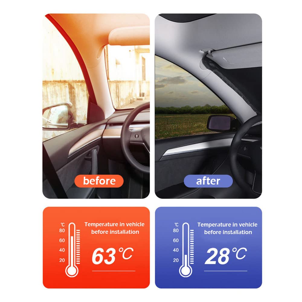 Front Windshield Portable Folding Sun Blocker - Uv & Heat Resistant, Keeps Car Cool - Universal Fit For Car, Truck, Suv (Xl 62.9