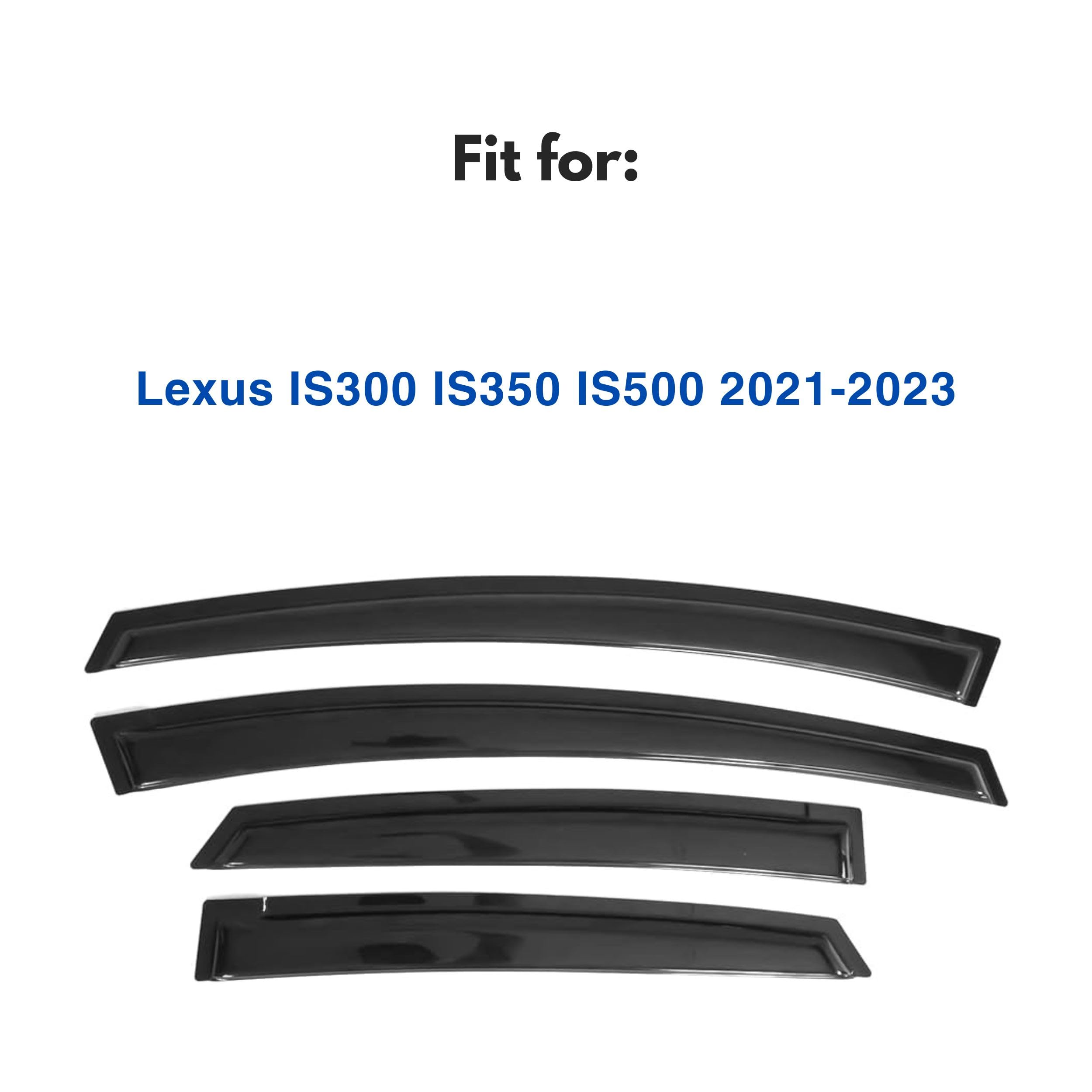 Immortal Group IG811812 Window Visor Rain Guard for Lexus IS300 IS350 IS500 2021-2023, Black Acrylic, 4PC Tape-On Deflector