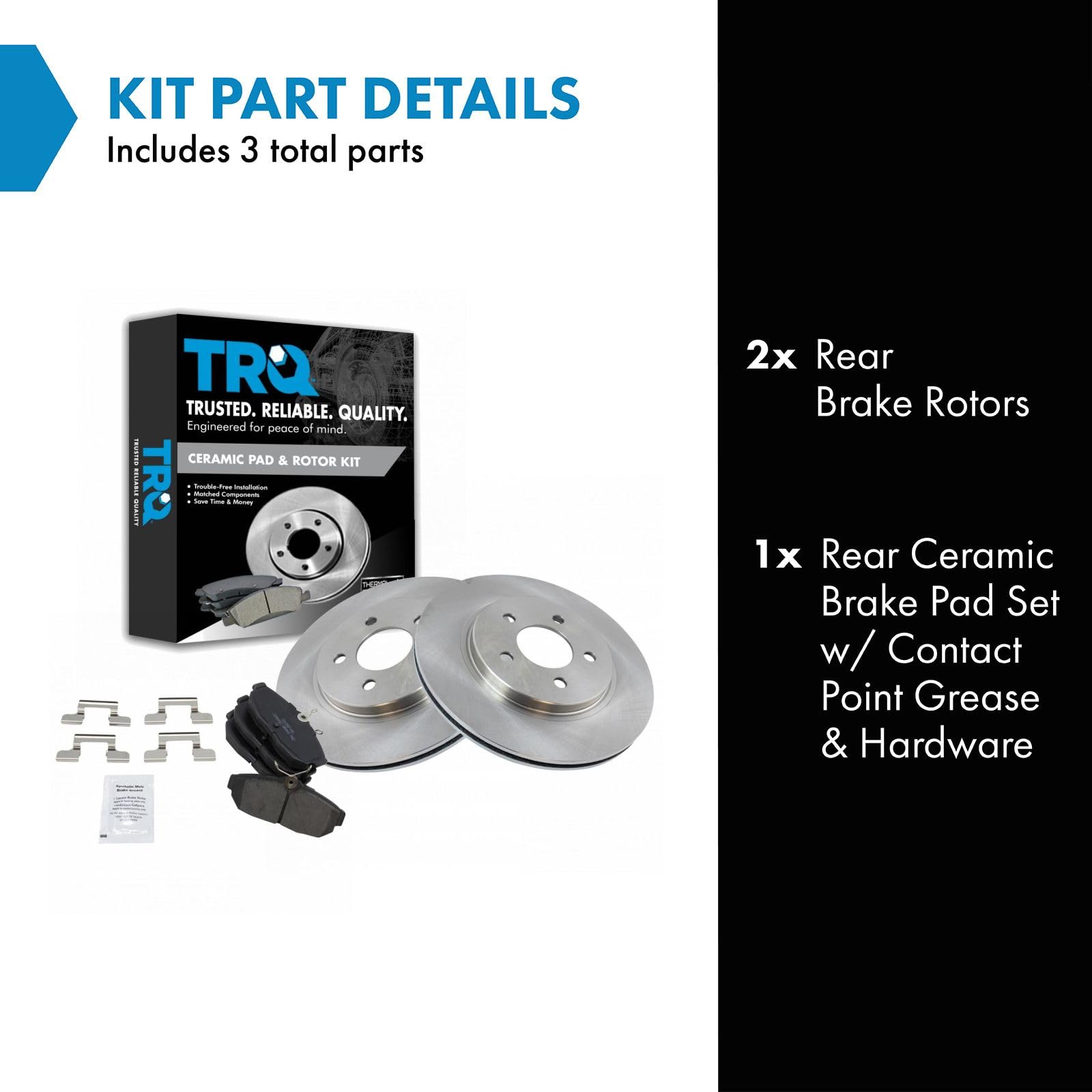 TRQ Rear Brake Pad & Rotor Kit Brake Pads Brake Rotor Ceramic Compatible with 2005-2014 Ford Mustang