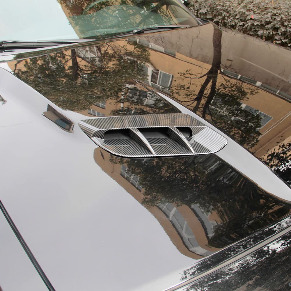 Korlot Engine Hood Air Outlet Vent Trim for Dodge Challenger SXT 2015-2023, Carbon Fiber Pattern, ABS Material