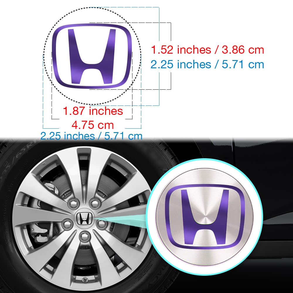 IPG Civic Accord CRV VTEC Si Logo Stickers - Metallic Purple Inner Logo, 2.25" Center Cap, Vinyl, 4 Units, Model IPG 3531BC-RP