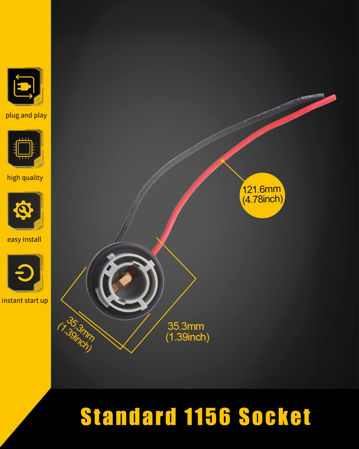 Qasim 1156 Led Bulbs Sockets Ba15S P21W Wiring Harness Adapter For Turn Signal Lights Backup Lights Time Running Lamps-4Packs