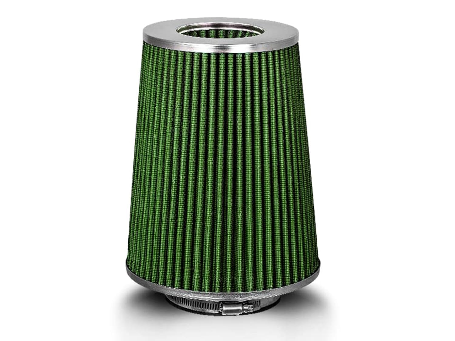 Rtunes Racing 4" Cold Air Cone Filter - Green, Stainless Steel, Model AFL4GN, Performance Washable Clamp-On, 8" Tall
