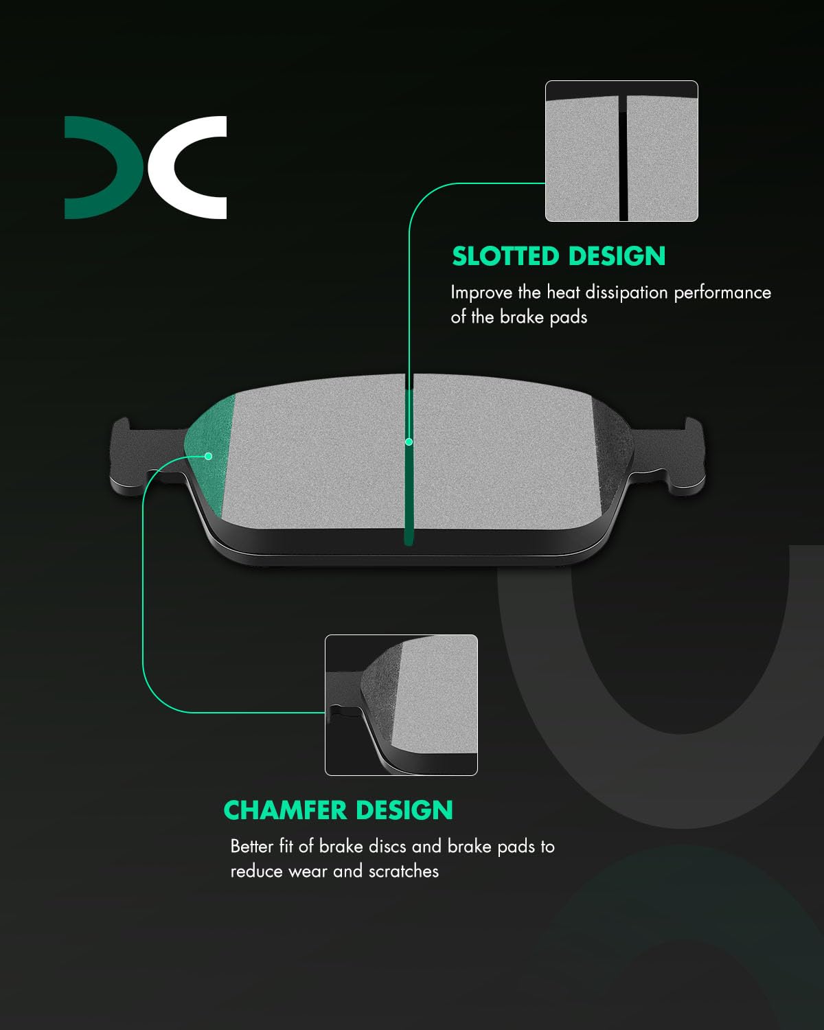 Scitoo D1668 Semi-Metal Brake Pads Kit - Front Replacement For Ford Escape 2013-2019, Focus 2013-2018, Transit Connect 2014-2019