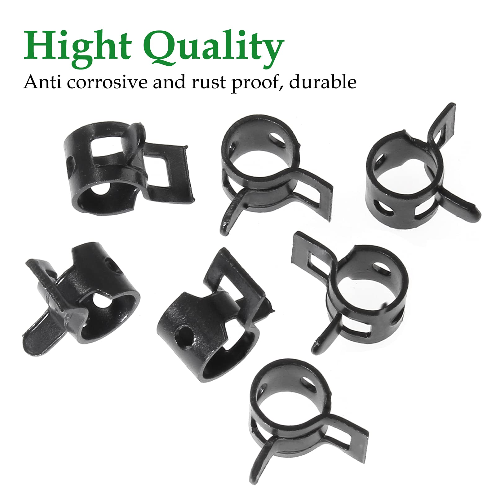 Rierdge 40 Pcs 5Mm Id Spring Band Type Clamps, 3/16'' Fuel Hose Clamps Fasteners, Black Spring Hose Clip For Fuel Hose Line Wate