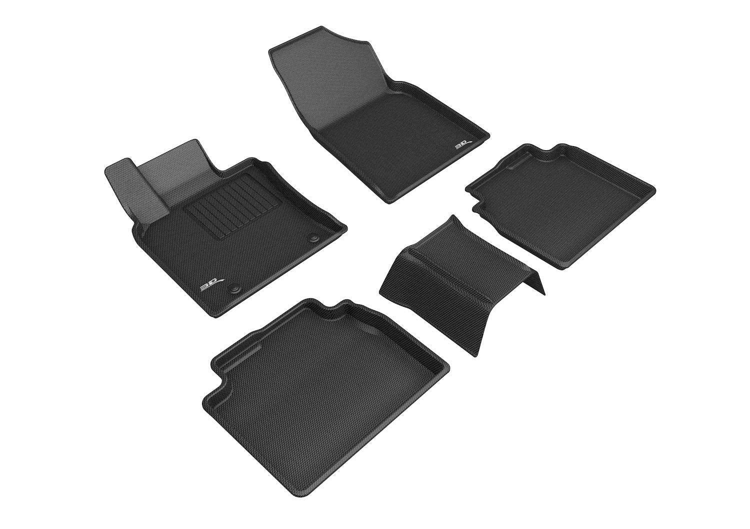 3D Maxpider Toyota Avalon Hybrid 2019-2020 Custom Fit All-Weather Car Floor Mats Liners, Kagu Series (1St & 2Nd Row, Black)