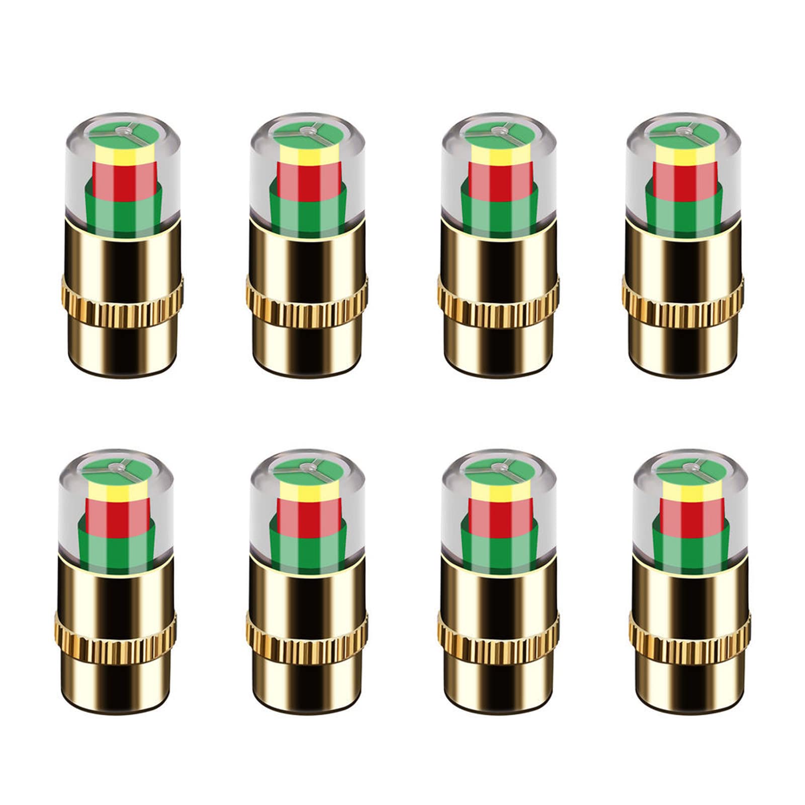 Ankia 8Pcs Car Tire Pressure Monitor Valve Stem Caps Sensor Indicator 3 Color Eye Alert (Golden,2.2Bar 32Psi)