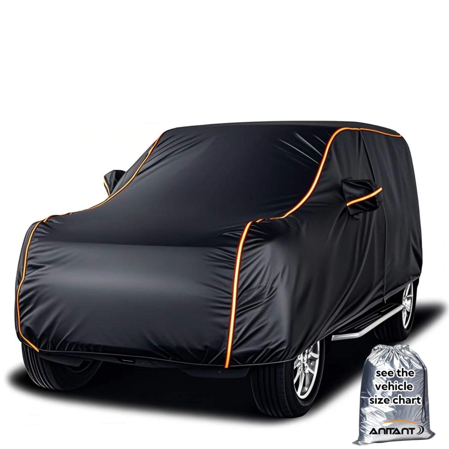 Anitant Suv Car Cover Waterproof All Weather, Snow, Dust, Uv & Bird Dropping Protection, Fits Suvs 182'' To 191'', Black, Size S