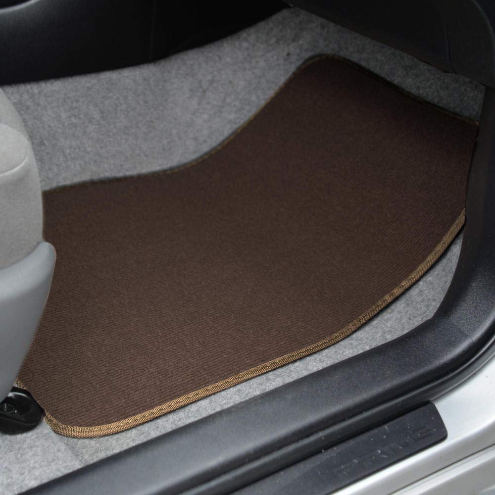 BDK Premium 4PC Carpet Car Floor Mats, Dark Beige, Rubber with Vinyl Safety Heel Pad, Model MT-100-DB for Car, Truck, SUV, Coupe Sedan