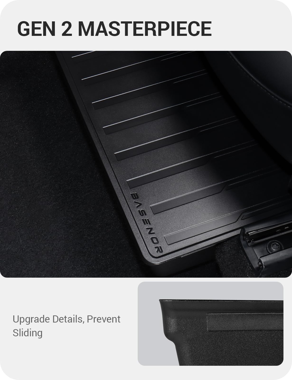 Basenor 2Pack Tesla Model Y Under Seat Storage Box, Waterproof Hidden Storage Underseat Organizer With Lid Cover Tray For 2020-2