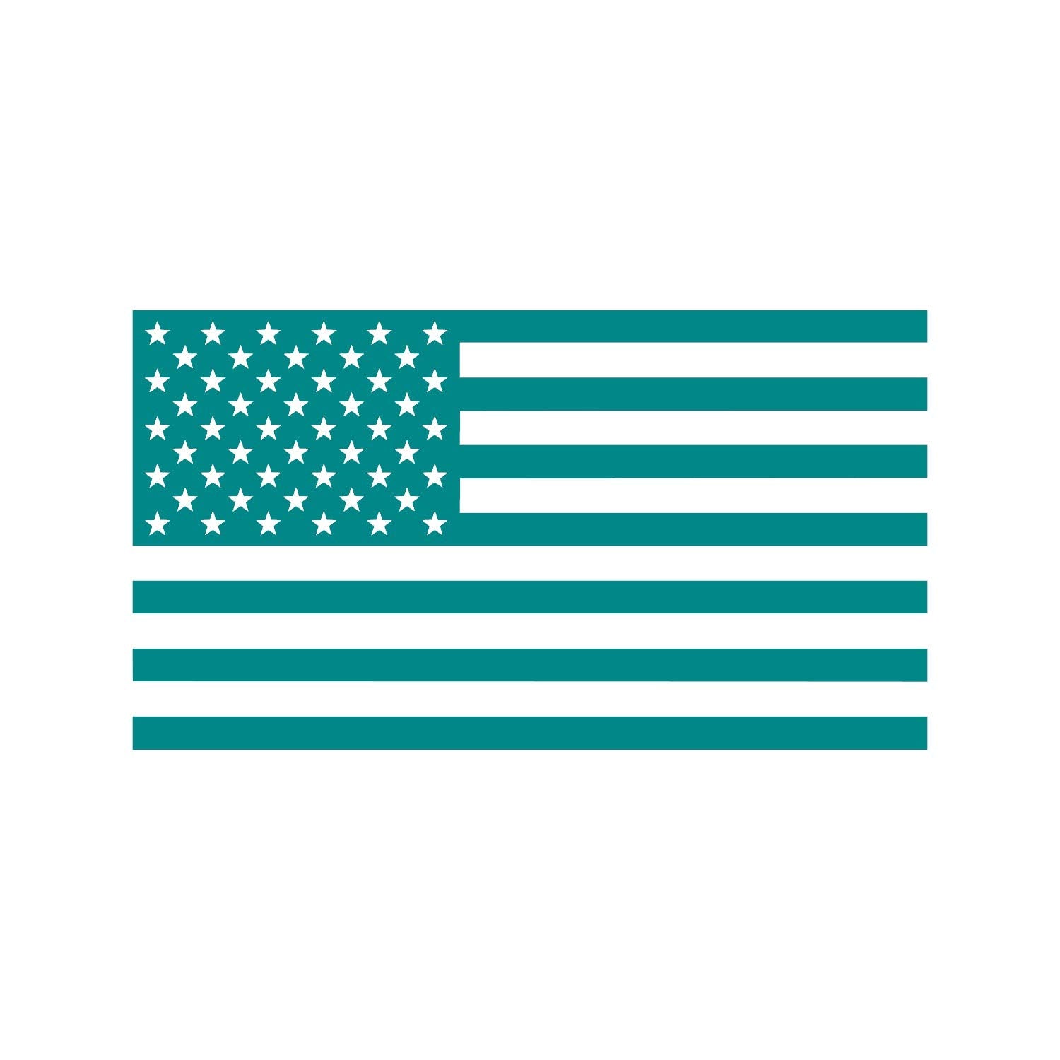 American Us Flag [Pick Color/Size] Vinyl Decal Sticker For Laptop/Car/Truck/Window/Bumper (7.5In X 4.2In, Matte Turquoise)