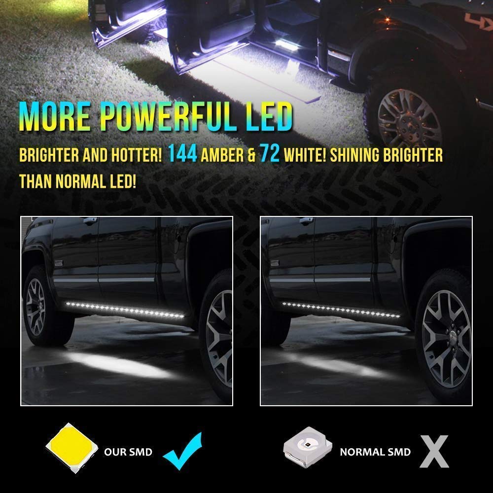 Opl5 Truck Led Running Board Lights Amber Turn Signal Lights Sequential Side Maker Lighting Kits With 2Pcs 48 Inch White Courtes