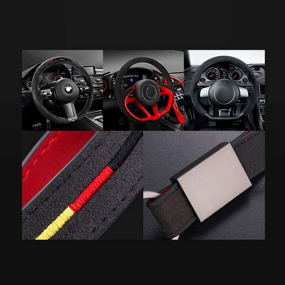 BOLLAER Luxury Leather Key Ring Keychain for Porsche Audi BMW - Medium Black Model 111-586