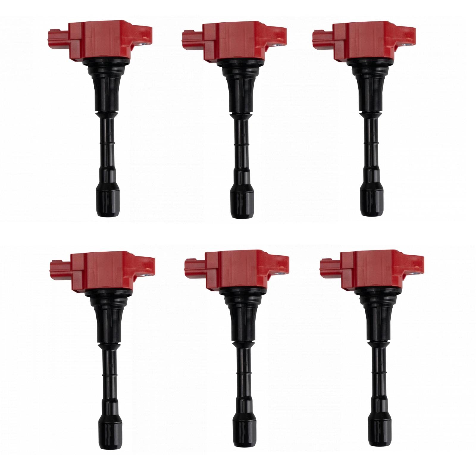 TRQ Ignition Coil Set 6 Piece High Temp Epoxy Compatible with Infiniti & Nissan Models, ICA61964, Performance Red
