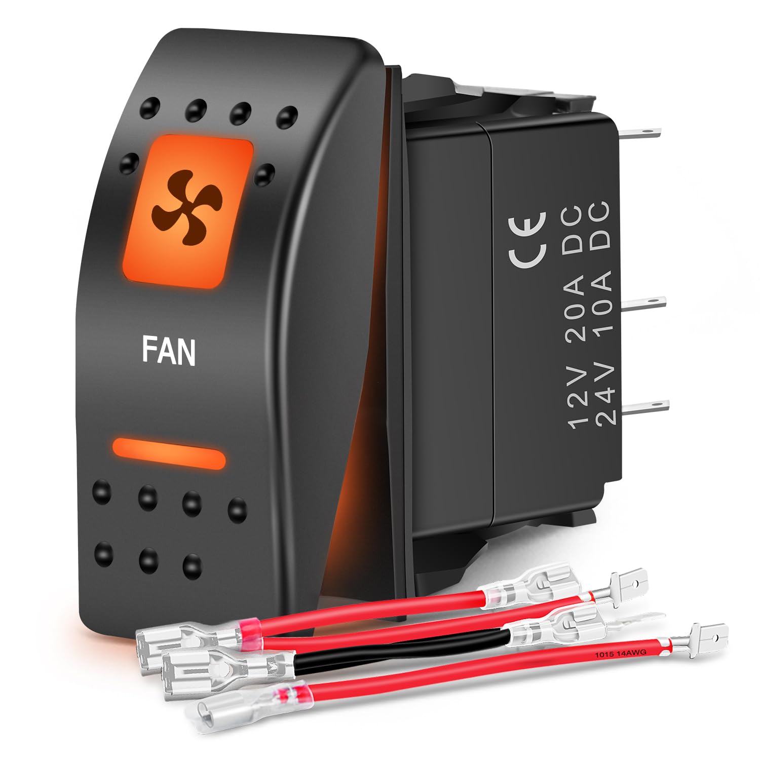 Nilight Utv Fan Rocker Switch On Off 5 Pin Spst Led Light Bar Switches W/Orange Backlit 12V 24V Toggle Compatible For Polaris Rz