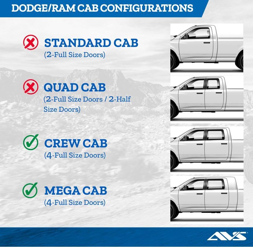 Auto Ventshade [Avs] Outside Mount Rain Guards For 2019-2025 Ram 1500 Crew Cab (New Body Style), 4 Pcs. | Window Vent Visors - S