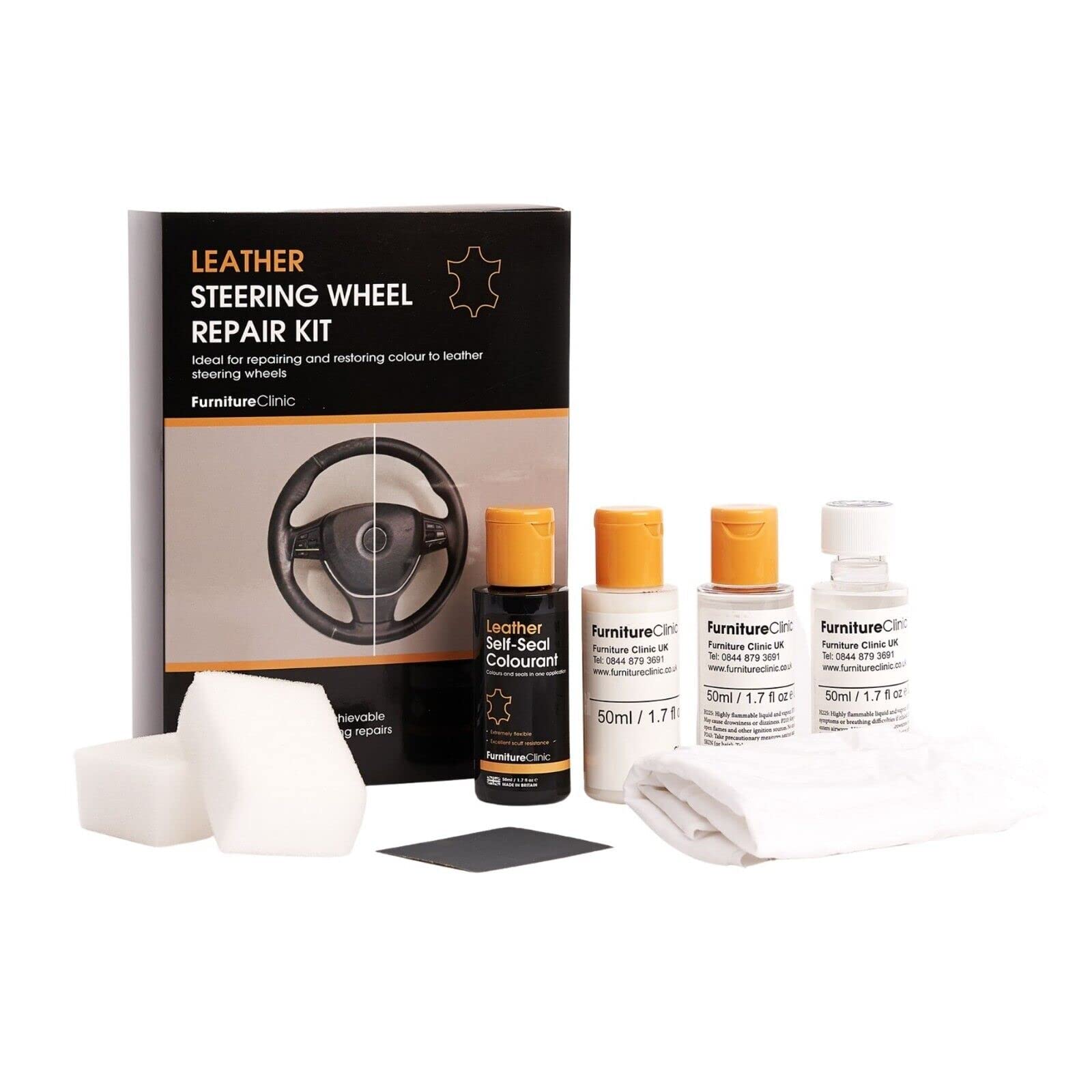 Furniture clinic Leather Steering Wheel Repair Kit  Kit to Repair Tears, Scuffs, & Scratches on Leather Steering Wheels