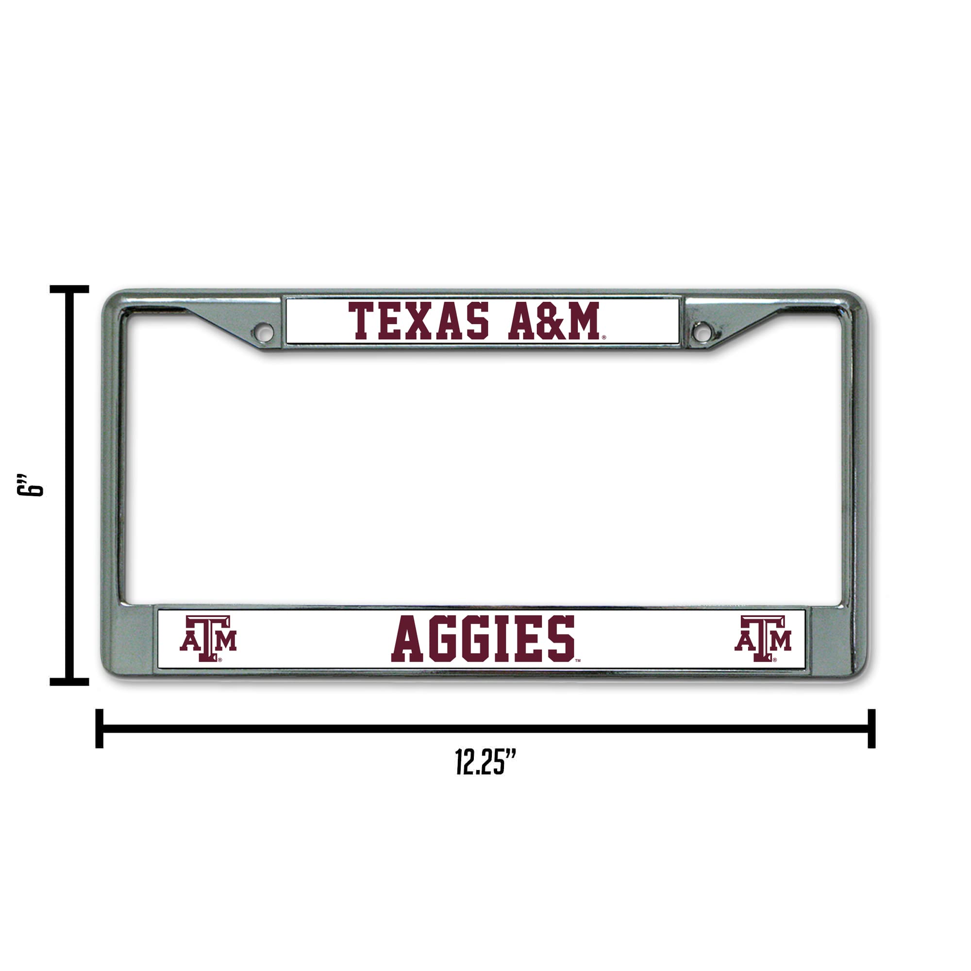 Rico Industries Ncaa Texas A&M Aggies Standard Chrome License Plate Frame , 6 X 12.25"
