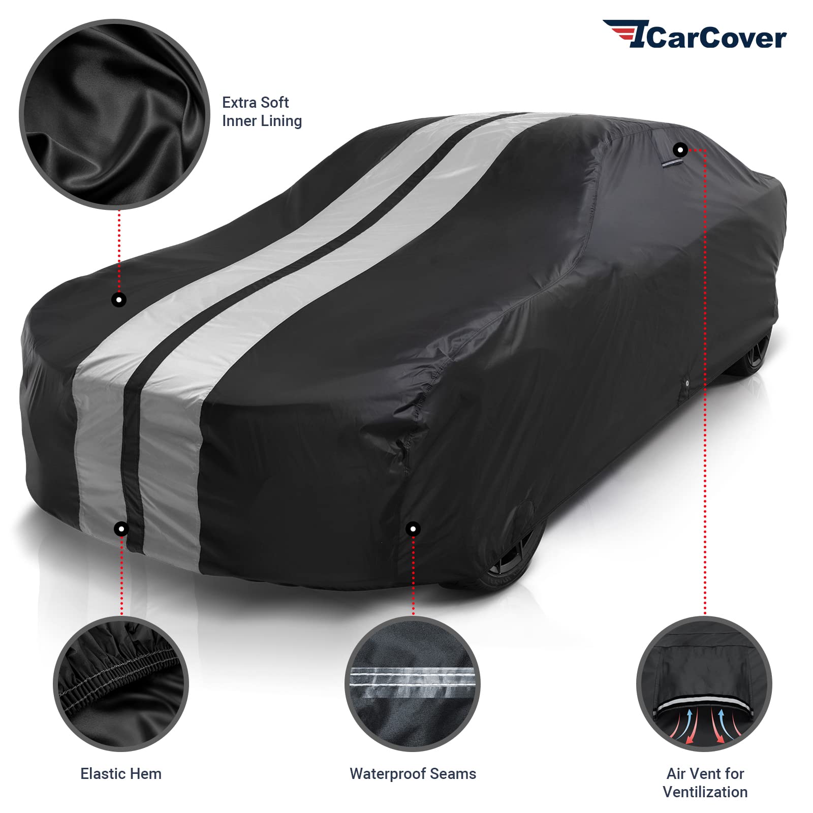 Icarcover Custom Car Cover For 1969-1973 Ford Mustang Waterproof All Weather Rain Snow Uv Sun Protector Full Exterior Indoor Out