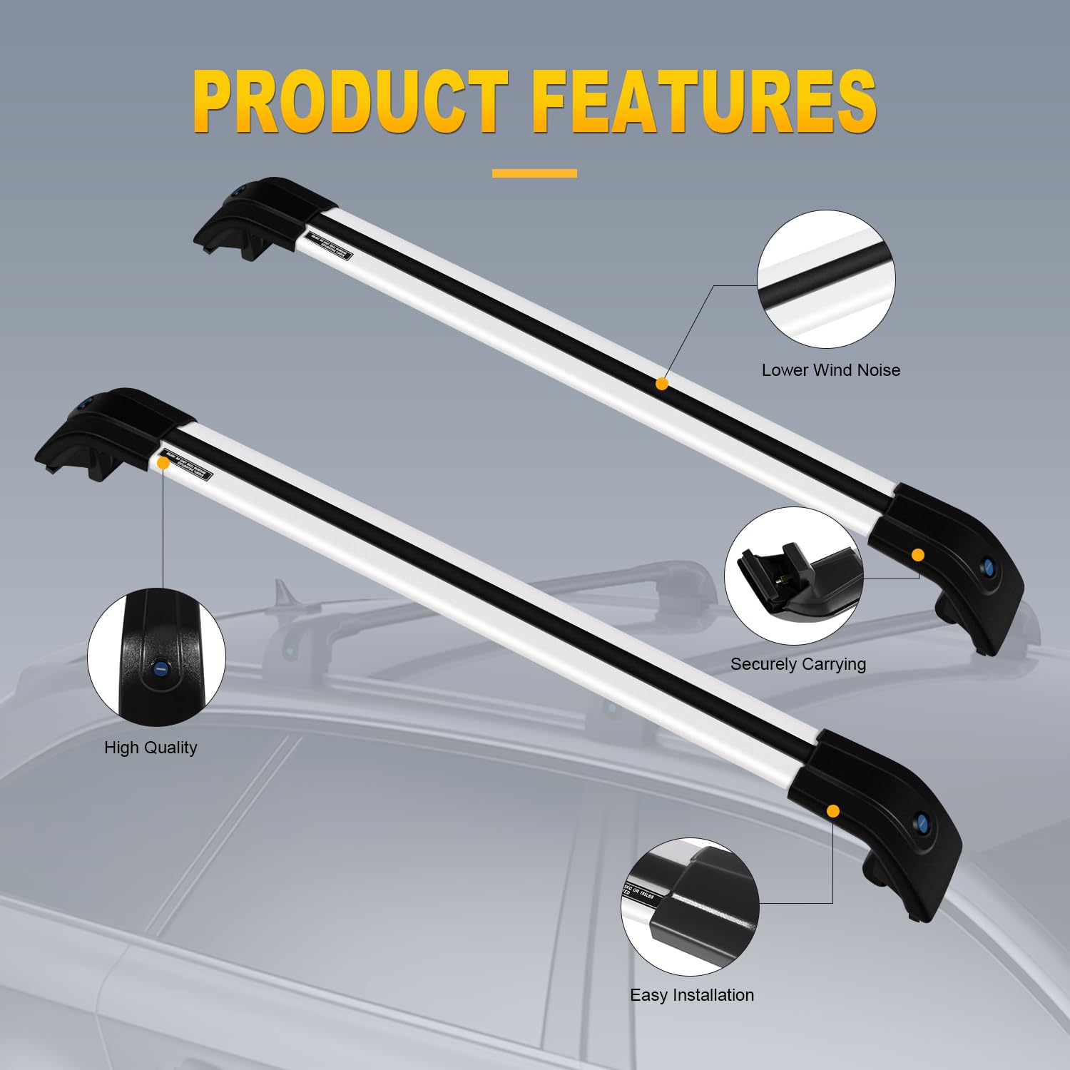OCPTY Roof Rack Cross Bars Fit for Hyundai Santa Fe 2013 2014 2015 2016 2017 Cargo Bars for Cargo Carrier Bag Luggage Kayak Cano