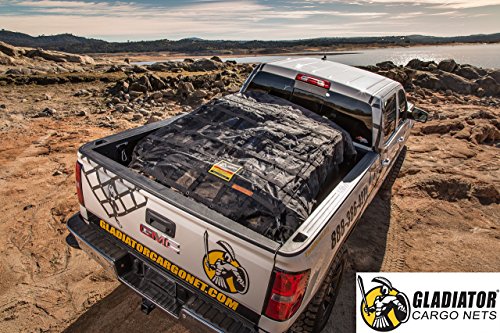 Gladiator Cargo Nets - Heavy Duty Cargo Net-(Wll): 1,500 Lbs - Truck Accessory - Cargo Carrier - Truck Organizer -Truck Bed Cover-Trailer-Pickup-Boat-Jeep-Suv-5Ft Bed (Sgn-100) 4.75' X 6' Ft.