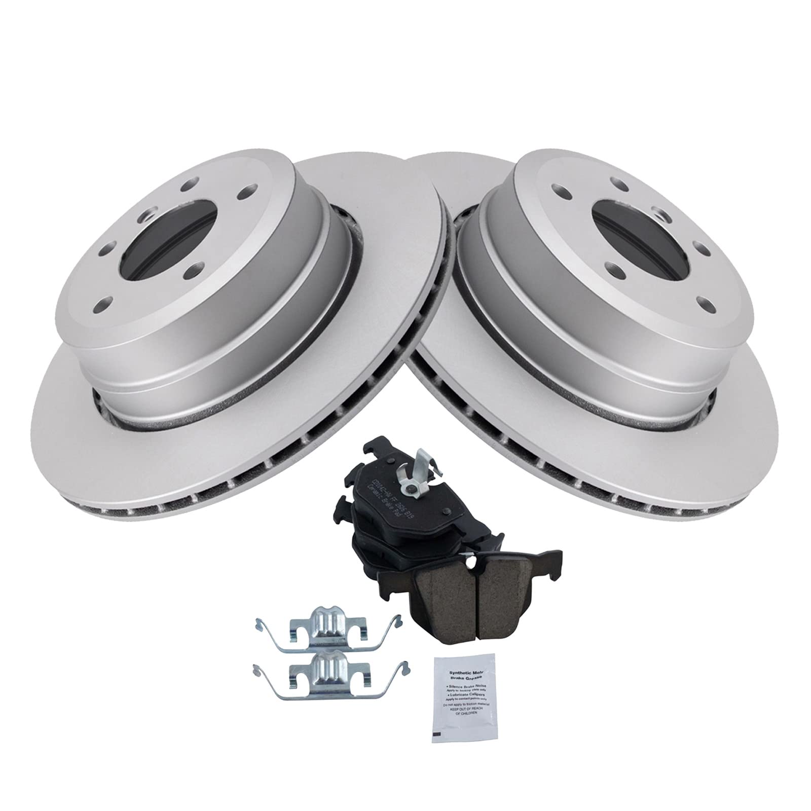 Trq Rear Brake Pad & Rotor Kit Brake Pads Brake Rotor Ceramic Premium G-Coated Compatible With 2006-2007 Bmw 525Xi 2010 528I 200