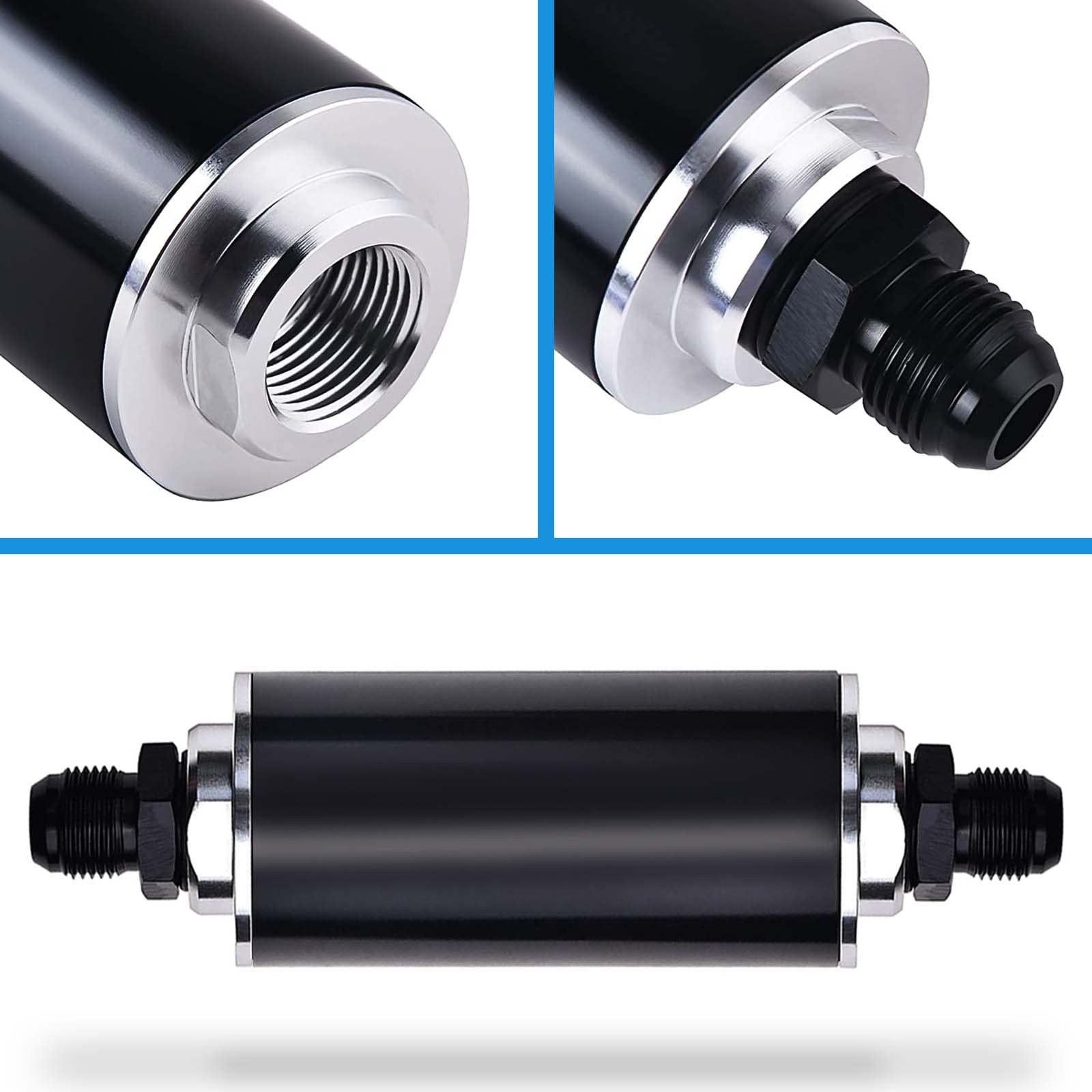 58mm 30 Micron Inline Fuel Filter 6AN 8AN 10AN Aluminum Fuel/Gas/Petrol Filter Adapter Fittings & Fuel Filter Mounting Bracket U