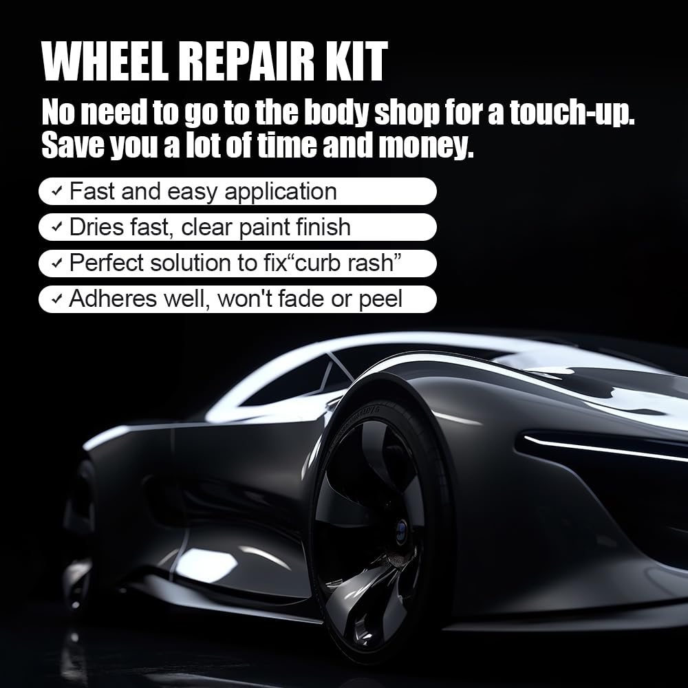 Smaphy Wheel Repair Kit, Matte Black Rim Touch Up Paint, 1 Count, Quick & Easy Fix for Roadside Rashes