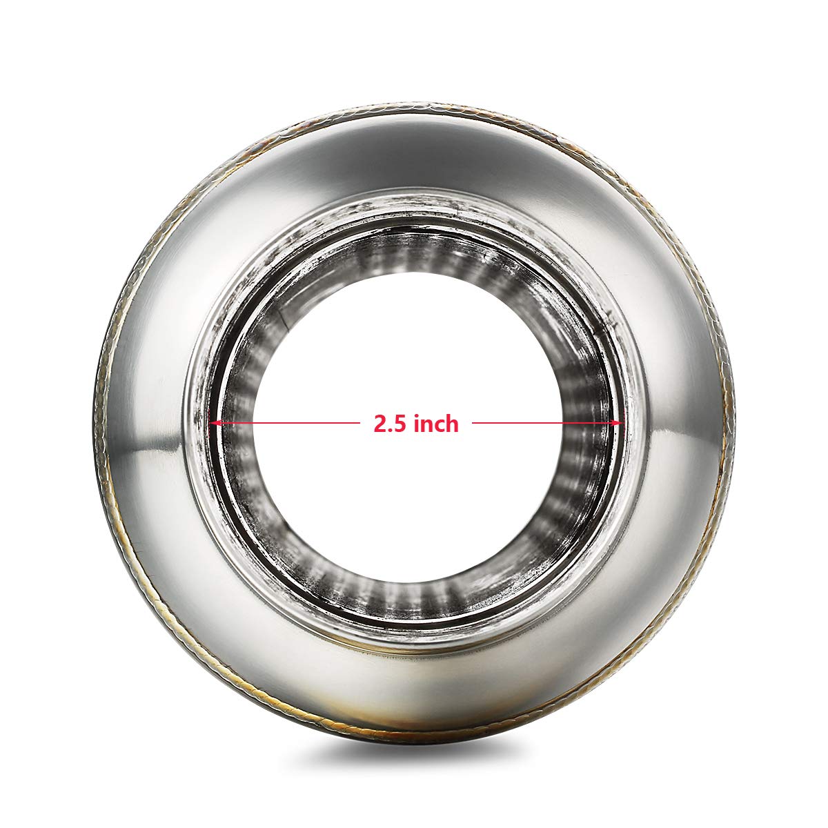 A-Karck Resonator 2.5 Inch Inlet, Polished 2.5'' Inlet 2.5'' Outlet 19'' Overall Length Exhaust Resonator Muffler Deep Tone Clea