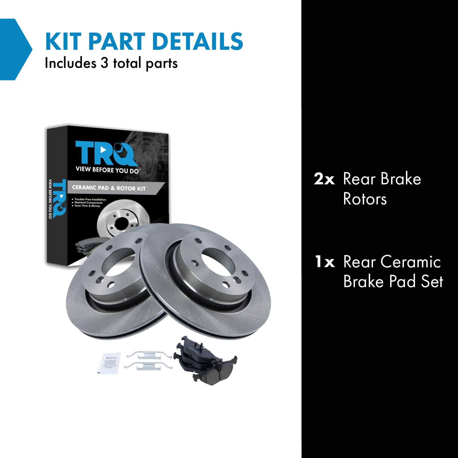 Trq Rear Brake Pad & Rotor Kit Brake Pads Brake Rotor Ceramic Compatible With 2000 Bmw 323Ci 323I 328Ci 1999-2000 328I