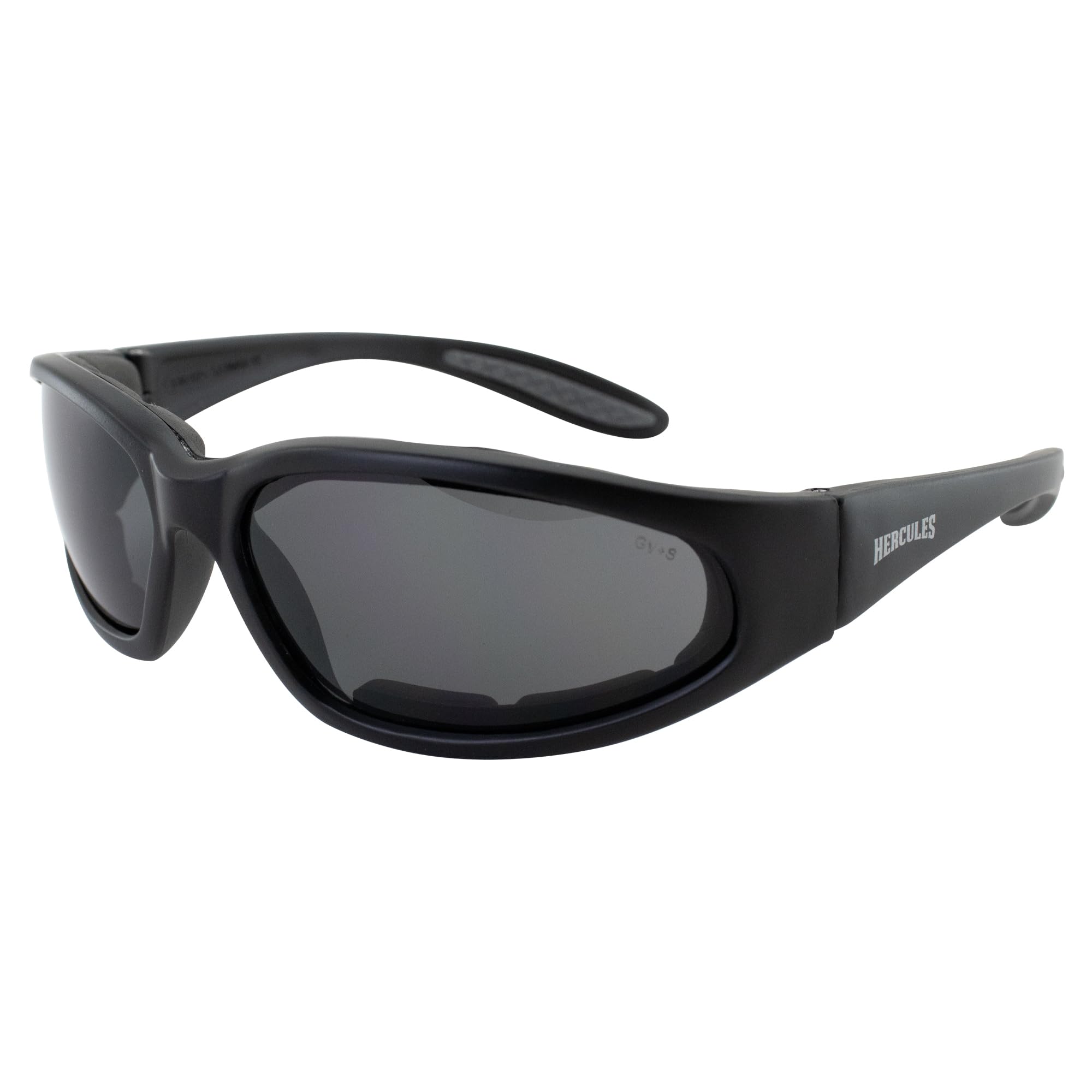 Gvhps1 Smoke Tint Lens Motorcycle Padded Glasses Sunglasses Nylon Black Frame Uv400 High Impact Protection Plus Storage Bag