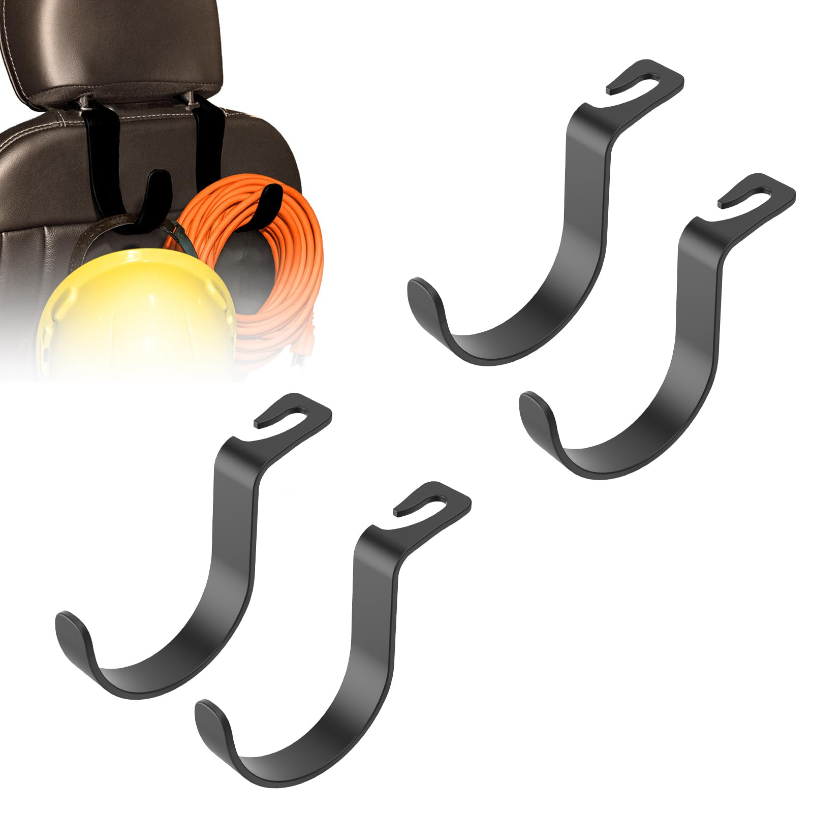 Travel Depot XL Hard Hat Holder for Truck Seat - Heavy-Duty Headrest Hooks, Hardhat Buddy Hanger & Seat Back Organizer for Hard 