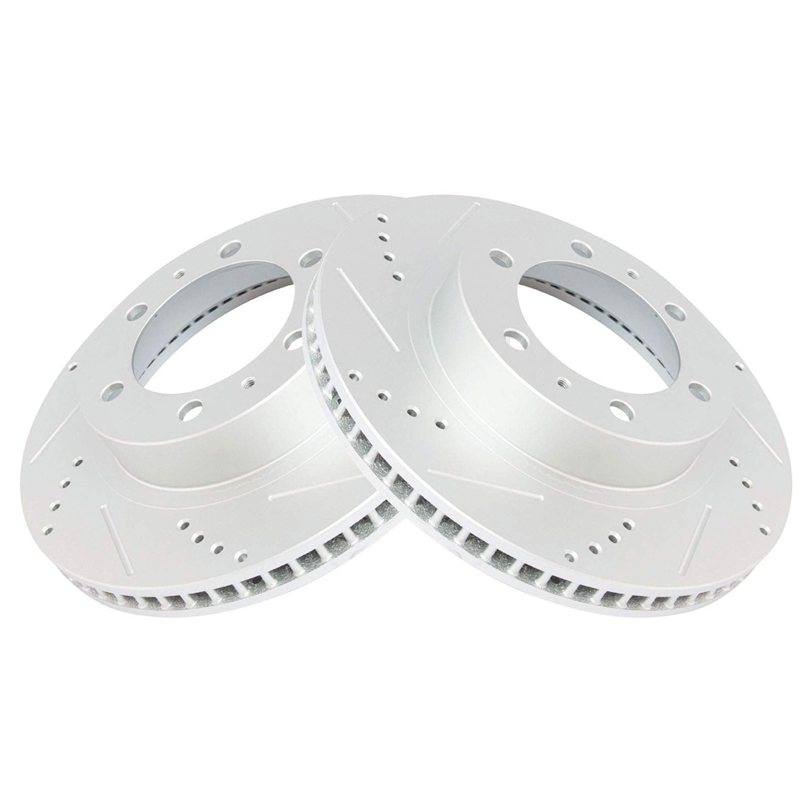 Trq Front Performance Brake Rotors Set Premium G-Coated Cross Drilled & Slotted Compatible With 2003-2009 Toyota 4Runner 2007-20