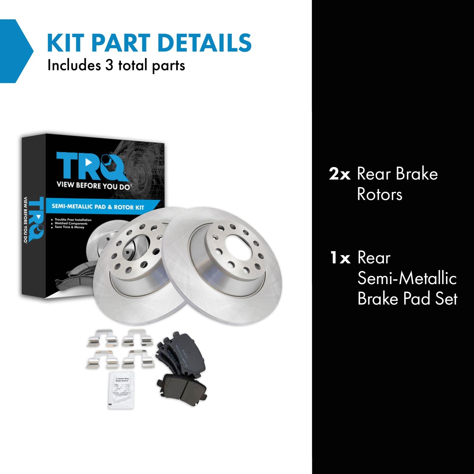 Trq Rear Brake Pad & Rotor Kit Compatible With 2006-2010 Audi A6 2005-2011 A6 Quattro