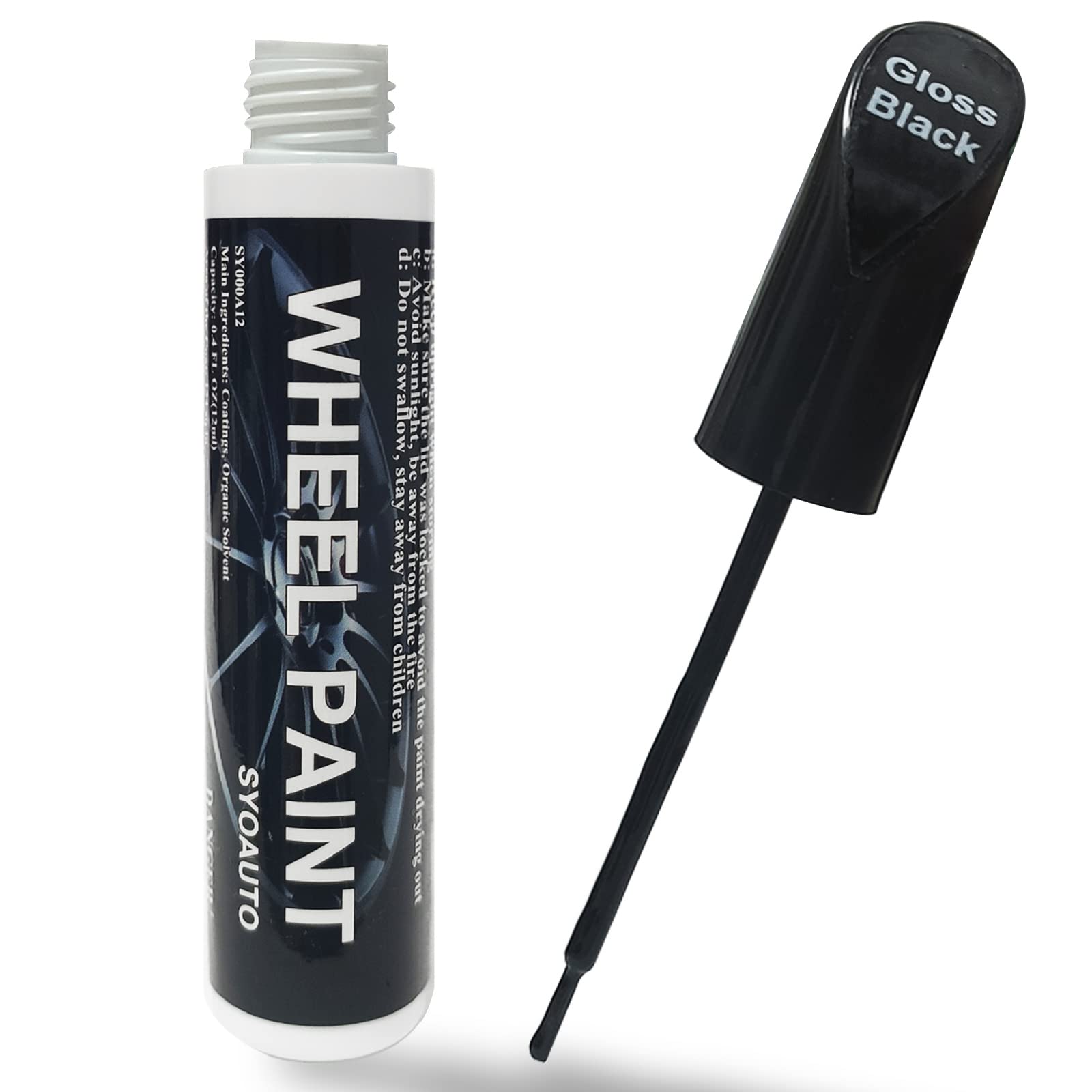Syoauto Gloss Black Rim Touch Up Paint, Car Wheel Scratch Repair Touch Up Paint Pen, Universal Color Black Wheel Paint (Gloss Bl