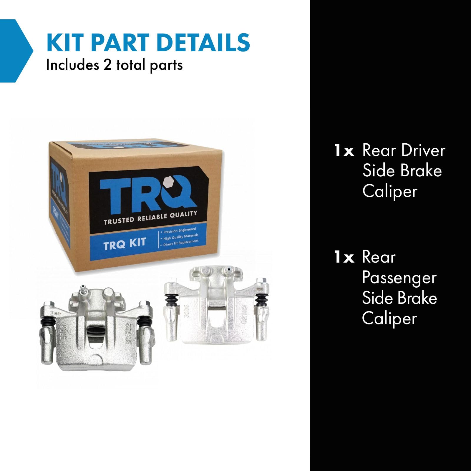 Trq Rear Brake Caliper Set Compatible With 2009-2011 Mitsubishi Lancer 2007-2013 Outlander