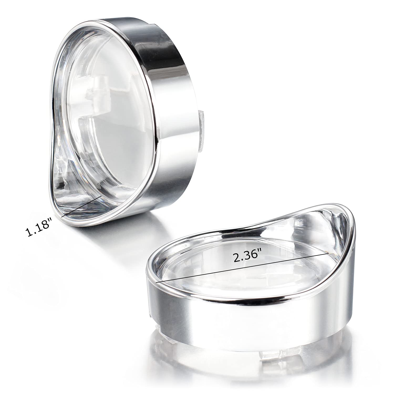 NTHREEAUTO Clear Bullet Turn Signal Lens Cover with Chrome Visor Bezels for Harley Sportster, Dyna, Road King, Street Glide, Softail