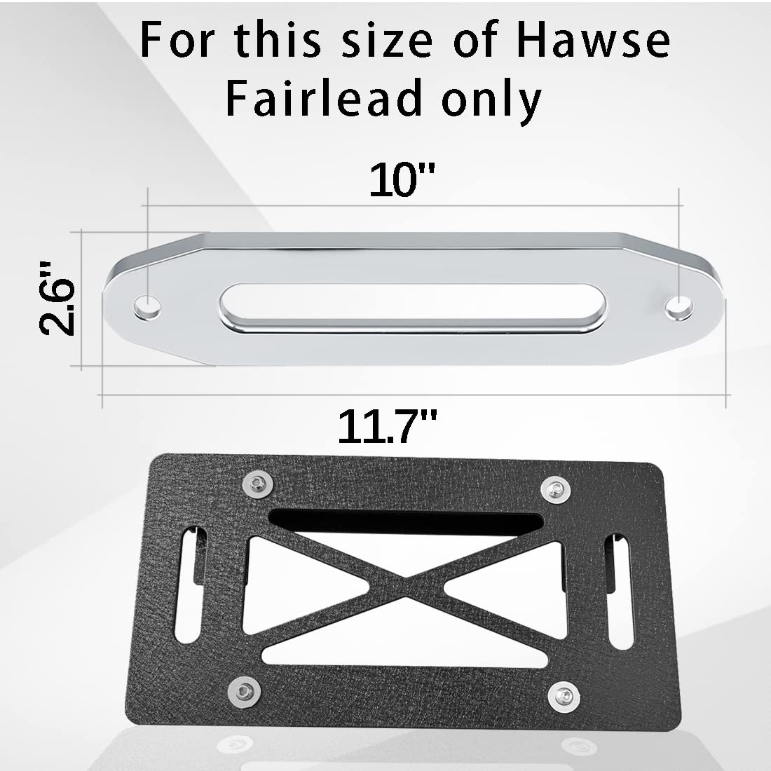 XOOKUN 10'' Hawse Fairlead with Flip License Plate Holder Bracket - Heavy Duty Steel - 10 inches (254mm)